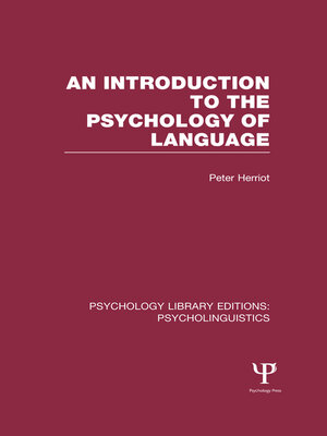 cover image of An Introduction to the Psychology of Language (PLE